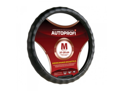 Оплетка "АВТОПРОФИ" нат.кожа перфорир.ребристая (черная) AP-396 ВК XL 1/20