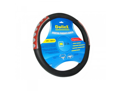 Оплётка руля D 38 см чёрная с цветными вставками от Dollex Оплётка руля D 38 см чёрная с цветными вставками