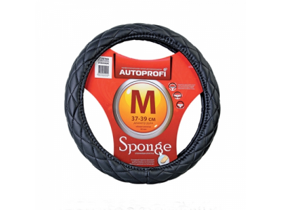 Оплётка руля имитация кожи, стеганая (черный) (М) от Autoprofi Оплётка руля имитация кожи, стеганая (черный) (М)
