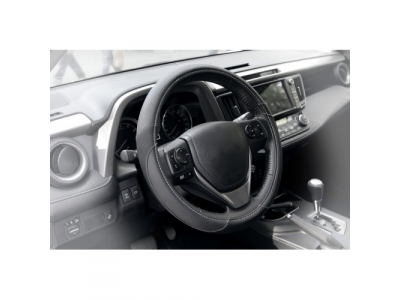 Оплетка, иск. кожа с перфорацией, черная, 38 см / M