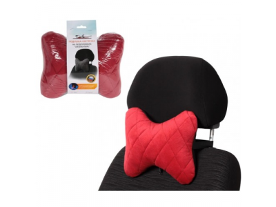 Подушка-косточка на подгол. "Алькантара", ткань, 1 шт., красная