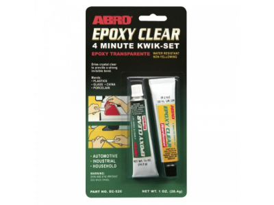Клей эпоксидный прозрачный авто, 28,4 г от ABRO Клей эпоксидный прозрачный авто, 28,4 г