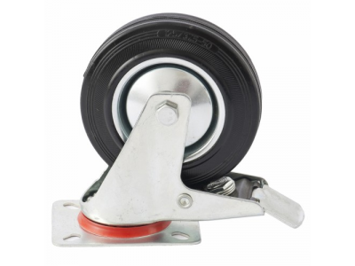 Колесо поворотное с тормозом d-125 мм., крепление платформенное СИБРТЕХ от СИБРТЕХ Колесо поворотное с тормозом d-125 мм., крепление платформенное СИБРТЕХ