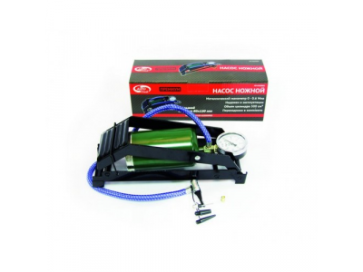 Насос ножной с усиленным цилиндром зкстрамощный PREMIUM с манометром с металлическим наконечником от AUTOVIRAZH Насос ножной с усиленным цилиндром зкстрамощный PREMIUM с манометром с металлическим наконечником