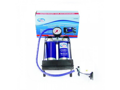 Насос ножной с двумя цилиндрами с манометром от AUTOVIRAZH Насос ножной с двумя цилиндрами с манометром