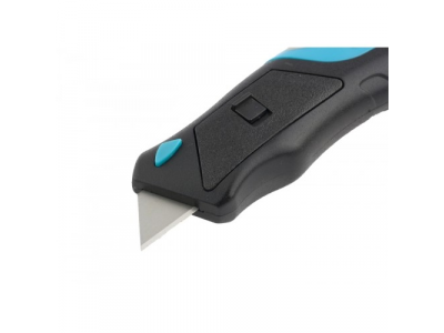 Нож,рем-монтаж,трехкомп. рукоятка,кнопочный авто выброс/возврат лезвия,175 мм +5 з.л// GROSS от GROSS Нож,рем-монтаж,трехкомп. рукоятка,кнопочный авто выброс/возврат лезвия,175 мм +5 з.л// GROSS