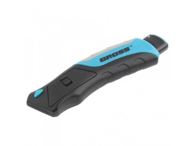 Нож,рем-монтаж,трехкомп. рукоятка,кнопочный авто выброс/возврат лезвия,175 мм +5 з.л// GROSS от GROSS Нож,рем-монтаж,трехкомп. рукоятка,кнопочный авто выброс/возврат лезвия,175 мм +5 з.л// GROSS