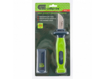 Нож монтажника с чехлом, обрезиненная рукоятка, 197 мм, лезвие 50 мм Сибртех от СИБРТЕХ Нож монтажника с чехлом, обрезиненная рукоятка, 197 мм, лезвие 50 мм Сибртех