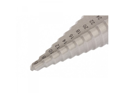 Сверло ступенчатое, 6-8-10-12-14-16-18-20-22-24-26-28-30 мм, Р6М5, трехгранный хвостовик Барс