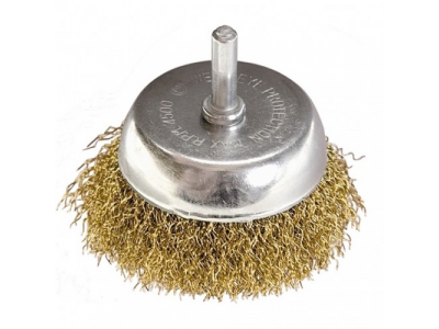 Щетка для дрели, 50 мм, "чашка" со шпилькой, латунированная витая проволока // MATRIX от MATRIX Щетка для дрели, 50 мм, "чашка" со шпилькой, латунированная витая проволока // MATRIX