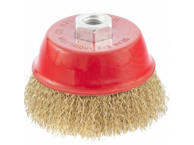 Щетка для УШМ, 125 мм, М14, "чашка", латунированная витая проволока// MATRIX от MATRIX Щетка для УШМ, 125 мм, М14, "чашка", латунированная витая проволока// MATRIX