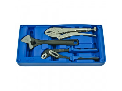 Набор: ручные тиски, переставные клещи, разводной ключ, в ложементе-кейсе от LICOTA Набор: ручные тиски, переставные клещи, разводной ключ, в ложементе-кейсе