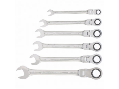 Набор ключей комбинированных, трещеточных шарнирных 6штук Matrix