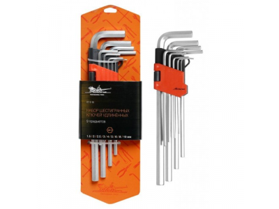 Набор шестигранных ключей удлинённых 9 предметов, пласт.подвес AIRLINE от Airline Набор шестигранных ключей удлинённых 9 предметов, пласт.подвес AIRLINE