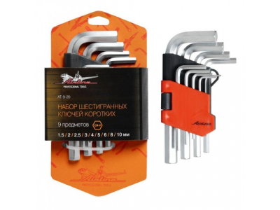 Набор шестигранных ключей коротких 9 предметов, пласт.подвес AIRLINE от Airline Набор шестигранных ключей коротких 9 предметов, пласт.подвес AIRLINE
