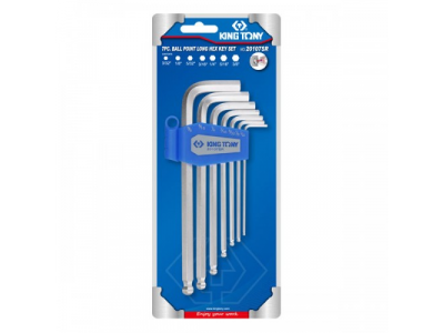 Набор Г-образных шестигранников 3/32"-3/8", с шаровым окончанием, 7 предметов, KING TONY от KING TONY Набор Г-образных шестигранников 3/32"-3/8", с шаровым окончанием, 7 предметов, KING TONY