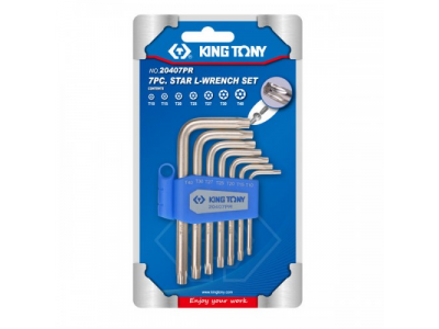 Набор Г-образных TORX, T10-T40, с отверстием, 7 предметов, KING TONY