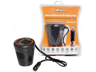 Инвертор 12В-220В, 120 Вт в подстаканник + 3USB AIRLINE от Airline Инвертор 12В-220В, 120 Вт в подстаканник + 3USB AIRLINE