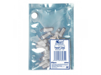 Светодиодная лампа T5 W1.2W (W2x4.6D) 12v White от KRAFT Светодиодная лампа T5 W1.2W (W2x4.6D) 12v White